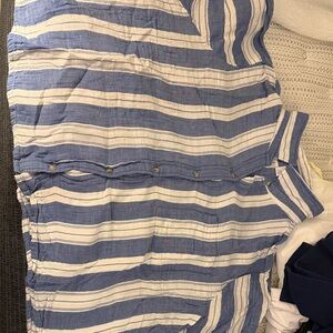 Old Navy Blue and Cream Striped Shirt